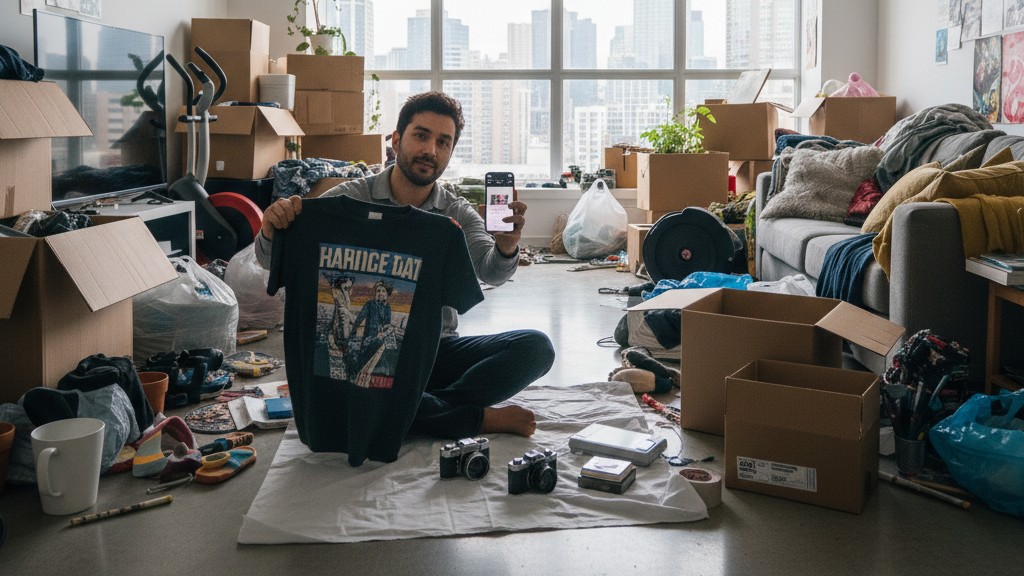 メルカリで不用品を売却している様子